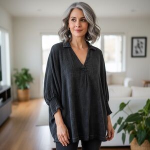 Umgee Charcoal Tunic Top for Women Size XL